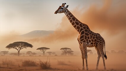 Obraz premium Giraffe standing tall in african savannah