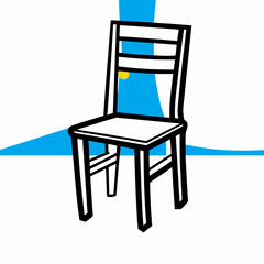 Simple Wooden Chair Illustration, Minimalist Design