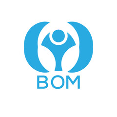 Initial BOM Letter Linked Logo for business and company identity. Modern BOM Letter Logo Vector Template with modern trendy golden logo.
