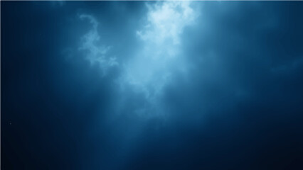 Abstract dark blue sky with light rays and a hint of smoke texture.