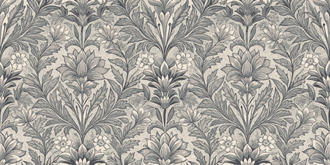 Elegant floral wallpaper design in muted tones, ideal for interior decor.