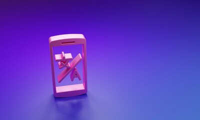 Pink Online translator icon isolated on purple-blue background. Foreign language conversation icons in chat speech bubble. Translating concept. Minimalism concept. 3D render illustration