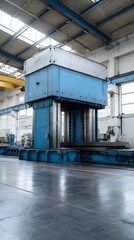 Heavy hydraulic press forming sheet metal in a clean industrial facility