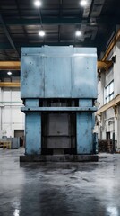 Heavy hydraulic press forming sheet metal in a clean industrial facility