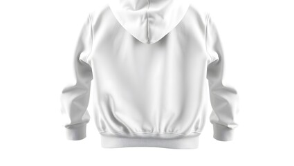 A pristine white hoodie, isolated on white background, displays its soft fabric and simple design