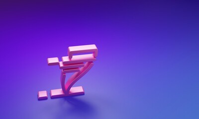 Pink Tornado icon isolated on purple-blue background. Cyclone, whirlwind, storm funnel, hurricane wind or twister weather icon. Minimalism concept. 3D render illustration