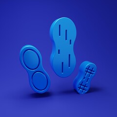 Blue Peanut icon isolated on blue background. Minimalism concept. 3D render illustration