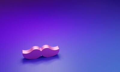 Fototapeta premium Pink Mustache icon isolated on purple-blue background. Barbershop symbol. Facial hair style. Minimalism concept. 3D render illustration