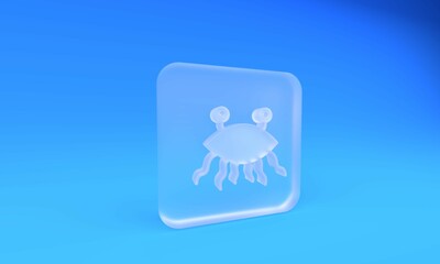 Frosted glass Pastafarianism icon isolated on blue background. Square frosted glass button. 3D render illustration