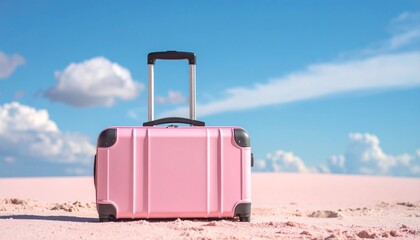 travel suitcase on the sand