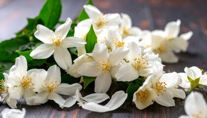 white spring flowers on table