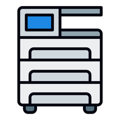 Printer icon. Office equipment. Paper output and print machine