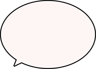 薄いピンクの楕円形の吹き出し。黒いフチがある。シンプルで使いやすい。