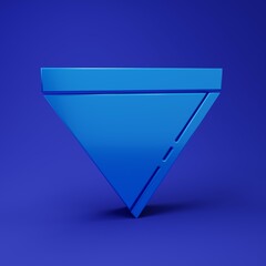 Blue Coffee paper filter icon isolated on blue background. Minimalism concept. 3D render illustration