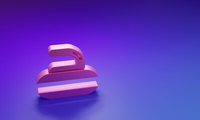 Pink Stone for curling sport game icon isolated on purple-blue background. Sport equipment. Minimalism concept. 3D render illustration
