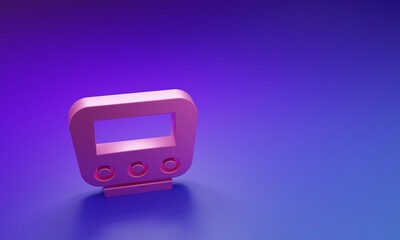 Pink Bicycle speedometer icon isolated on purple-blue background. Minimalism concept. 3D render illustration