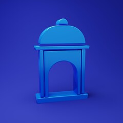 Blue Muslim Mosque icon isolated on blue background. Minimalism concept. 3D render illustration