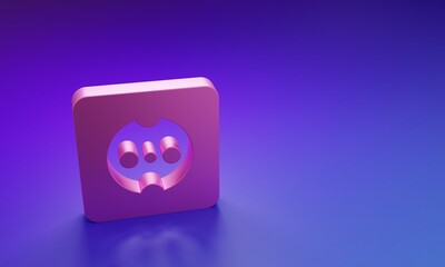 Pink Electrical outlet icon isolated on purple-blue background. Power socket. Rosette symbol. Minimalism concept. 3D render illustration