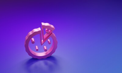 Pink Homemade pie icon isolated on purple-blue background. Minimalism concept. 3D render illustration