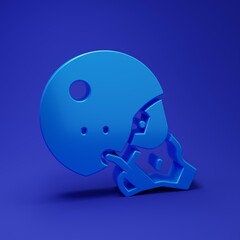 Blue Modern pilot helmet icon isolated on blue background. Minimalism concept. 3D render illustration