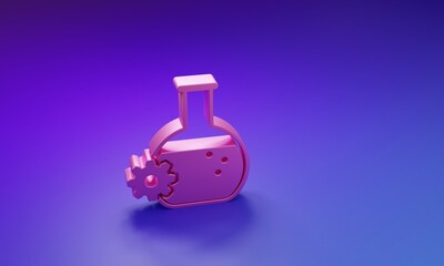 Obraz premium Pink Bioengineering icon isolated on purple-blue background. Element of genetics and bioengineering icon. Biology, molecule, chemical icon. Minimalism concept. 3D render illustration