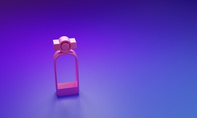 Pink Aqualung icon isolated on purple-blue background. Oxygen tank for diver. Diving equipment. Extreme sport. Diving underwater equipment. Minimalism concept. 3D render illustration