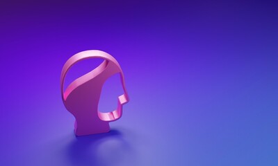 Pink Diving hood icon isolated on purple-blue background. Spearfishing hat winter swim hood. Diving underwater equipment. Minimalism concept. 3D render illustration