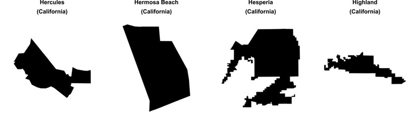 Hercules, Hermosa Beach, Hesperia, Highland outline maps