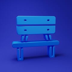 Blue Bench icon isolated on blue background. Minimalism concept. 3D render illustration
