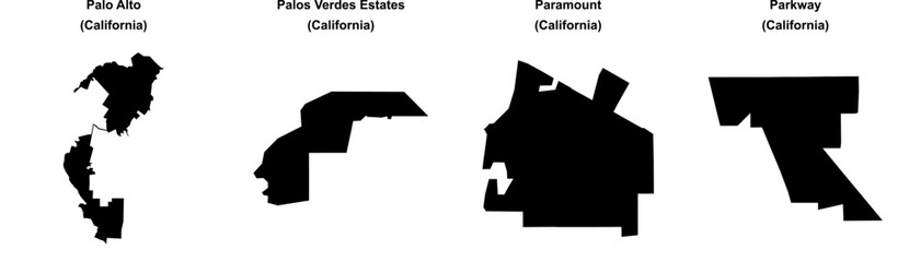 Palo Alto, Palos Verdes Estates, Paramount, Parkway outline maps
