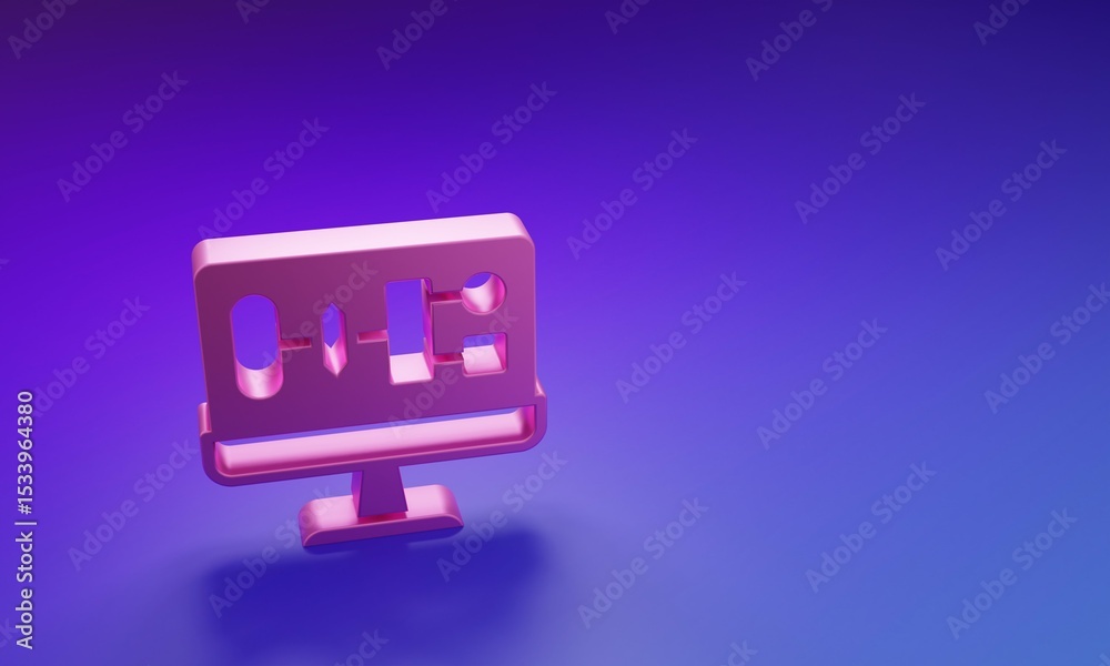 Poster pink algorithm icon isolated on purple-blue background. algorithm symbol design from artificial inte
