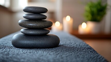 Spa stones with wellness, calm, and relaxation.