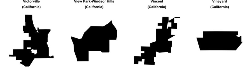 Victorville, View Park-Windsor Hills, Vincent, Vineyard outline maps