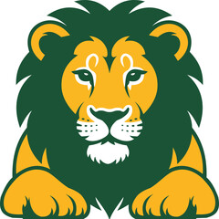 Presenting a captivating illustration of a lion with a vibrant green mane, embodying strength and majesty. This design showcases the lion in a powerful stance, highlighting its fierce expression