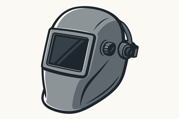 Welder's mask vector illustration. Industrial welding helmet icon. Safety gear for metalwork and construction. Personal protective equipment (PPE) for a fabricator or steelworker.
