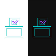 Line Vote box or ballot box with envelope icon isolated on white and black background. Colorful outline concept. Vector