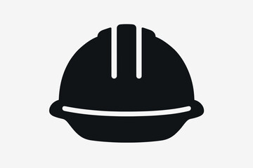 Safety helmet icon vector silhouette. Hard hat symbol for construction industry, engineering, and building site. Worker protection equipment sign. Protective headgear illustration.
