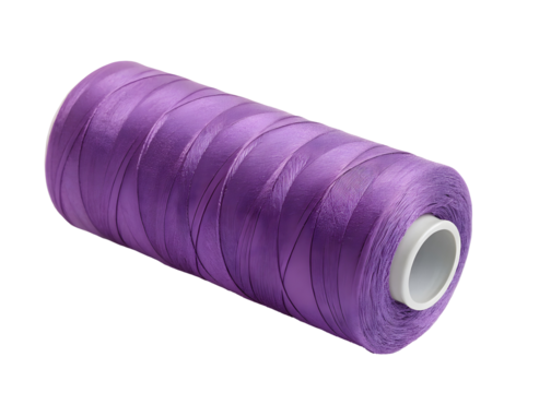 Violet sewing thread on white transparent background