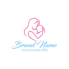 Fototapeta premium Childcare Mothercare logo design vector art illustration