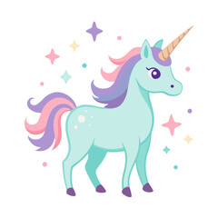 Charming Pastel Unicorn with Rainbow Mane