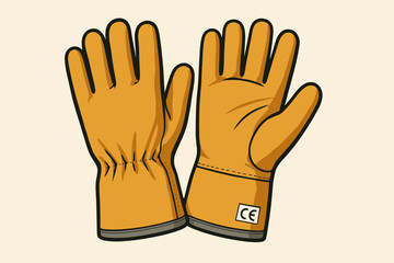 Obraz premium Industrial safety gloves vector illustration. Personal protective equipment, PPE icon. CE certified protective leather workwear for construction, industry and manual labor concept.