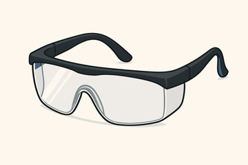 Protective safety glasses vector illustration. Goggles for industrial worker eye protection. Personal Protective Equipment (PPE) symbol for construction, factory, or science lab work.