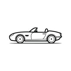Classic Convertible Car Line Drawing Elegant Roadster Illustration
