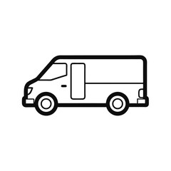Delivery Van Icon Simple Line Art of a Cargo Van for Transportation Graphics