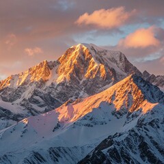 Obraz premium Sunrise Glow Across Cold Mountain Ridge
