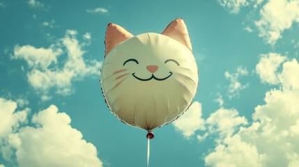 Cute cat-shaped balloon in the sky