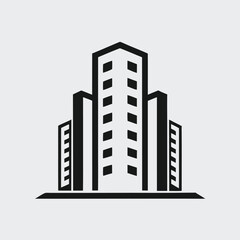 Modern Black Building Logo Icon for Real Estate and Construction Business Design
