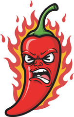 Spicy Hot Chili Pepper Cartoon Character Illustration
