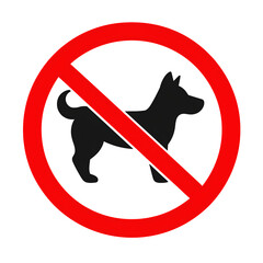 A "No Dogs Allowed" sign showing a dog silhouette crossed out with a red circle and line.