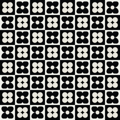 Mid century modern floral geometric pattern in black and white. Graphical illustration for a unique textiles and home décor.	
